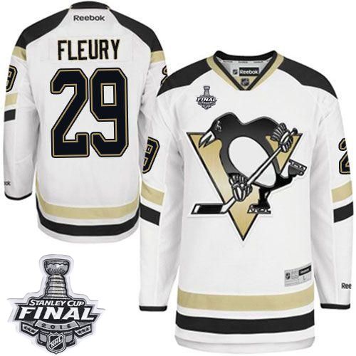 Penguins #29 Andre Fleury White 2014 Stadium Series 2016 Stanley Cup Final Patch Stitched NHL Jersey