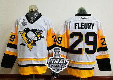 Penguins #29 Andre Fleury White New Away 2017 Stanley Cup Final Patch Stitched NHL Jersey Penguins #29 Andre Fleury White New Away 2017 Stanley Cup Final Patch Stitched NHL Jersey