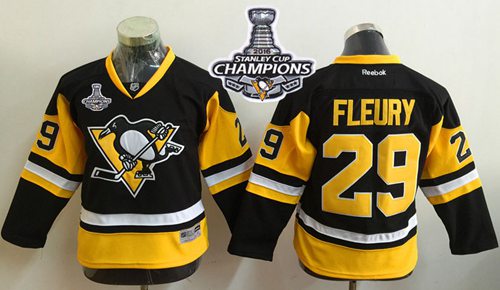 Penguins #29 Marc-Andre Fleury Black Alternate 2016 Stanley Cup Champions Stitched Youth NHL Jersey Penguins #29 Marc-Andre Fleury Black Alternate 2016 Stanley Cup Champions Stitched Youth NHL Jersey