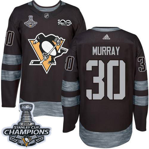 Penguins #30 Matt Murray Black 1917-2017 100th Anniversary Stanley Cup Finals Champions Stitched NHL Jersey