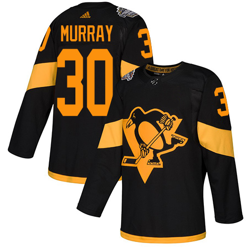 Penguins #30 Matt Murray Black Authentic 2019 Stadium Series Stitched Youth Hockey Jersey