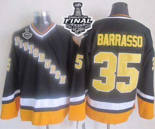 Penguins #35 Tom Barrasso Black Yellow CCM Throwback 2017 Stanley Cup Final Patch Stitched NHL Jersey Penguins #35 Tom Barrasso Black Yellow CCM Throwback 2017 Stanley Cup Final Patch Stitched NHL Jersey