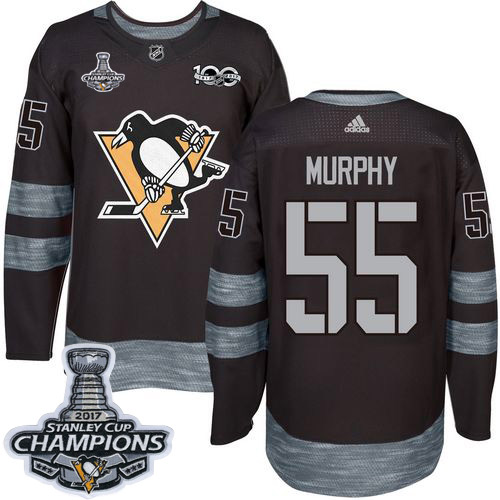 Penguins #55 Larry Murphy Black 1917-2017 100th Anniversary Stanley Cup Finals Champions Stitched NHL Jersey