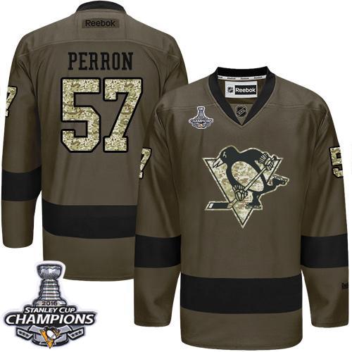 Penguins #57 David Perron Green Salute to Service 2016 Stanley Cup Champions Stitched NHL Jersey