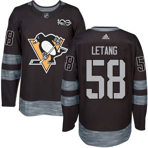 Penguins #58 Kris Letang Black 1917-2017 100th Anniversary Stitched NHL Jersey