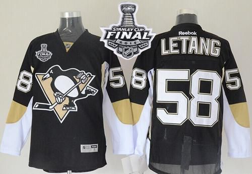 Penguins #58 Kris Letang Black 2016 Stanley Cup Final Patch Stitched NHL Jersey