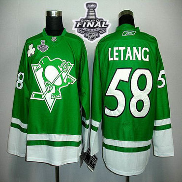 Penguins #58 Kris Letang Green St Patty's Day 2017 Stanley Cup Final Patch Stitched NHL Jersey Penguins #58 Kris Letang Green St Patty's Day 2017 Stanley Cup Final Patch Stitched NHL Jersey