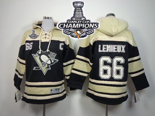 Penguins #66 Mario Lemieux Black Sawyer Hooded Sweatshirt 2016 Stanley Cup Champions Stitched Youth NHL Jersey Penguins #66 Mario Lemieux Black Sawyer Hooded Sweatshirt 2016 Stanley Cup Champions Stitched Youth NHL Jersey
