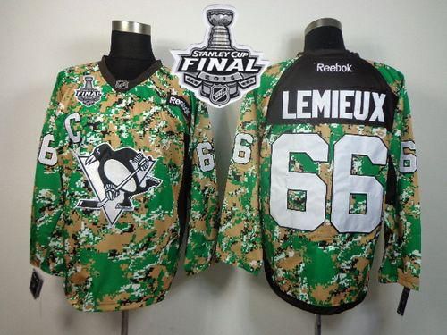 Penguins #66 Mario Lemieux Camo Veterans Day Practice 2016 Stanley Cup Final Patch Stitched NHL Jersey Penguins #66 Mario Lemieux Camo Veterans Day Practice 2016 Stanley Cup Final Patch Stitched NHL Jersey