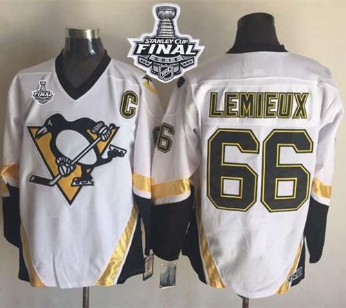 Penguins #66 Mario Lemieux White CCM Throwback 2016 Stanley Cup Final Patch Stitched NHL Jersey Penguins #66 Mario Lemieux White CCM Throwback 2016 Stanley Cup Final Patch Stitched NHL Jersey