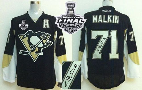 Penguins #71 Evgeni Malkin Black Autographed 2016 Stanley Cup Final Patch Stitched NHL Jersey Penguins #71 Evgeni Malkin Black Autographed 2016 Stanley Cup Final Patch Stitched NHL Jersey
