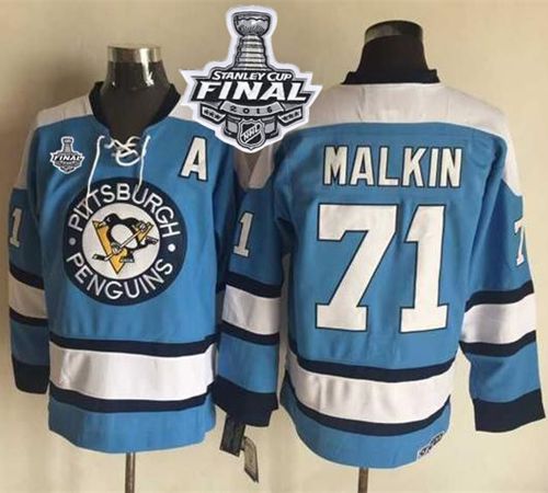 Penguins #71 Evgeni Malkin Blue Alternate CCM Throwback 2016 Stanley Cup Final Patch Stitched NHL Jersey Penguins #71 Evgeni Malkin Blue Alternate CCM Throwback 2016 Stanley Cup Final Patch Stitched NHL Jersey