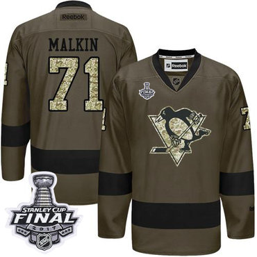 Penguins #71 Evgeni Malkin Green Salute to Service 2017 Stanley Cup Final Patch Stitched NHL Jersey Penguins #71 Evgeni Malkin Green Salute to Service 2017 Stanley Cup Final Patch Stitched NHL Jersey