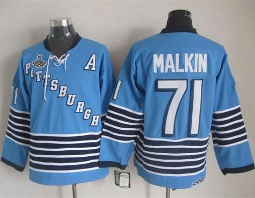 Penguins #71 Evgeni Malkin Light Blue CCM Throwback 2017 Stanley Cup Finals Champions Stitched NHL Jersey Penguins #71 Evgeni Malkin Light Blue CCM Throwback 2017 Stanley Cup Finals Champions Stitched NHL Jersey