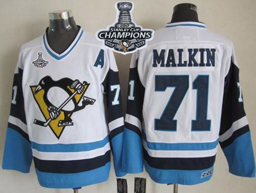 Penguins #71 Evgeni Malkin White Blue CCM Throwback 2017 Stanley Cup Finals Champions Stitched NHL Jersey Penguins #71 Evgeni Malkin White Blue CCM Throwback 2017 Stanley Cup Finals Champions Stitched NHL Jersey