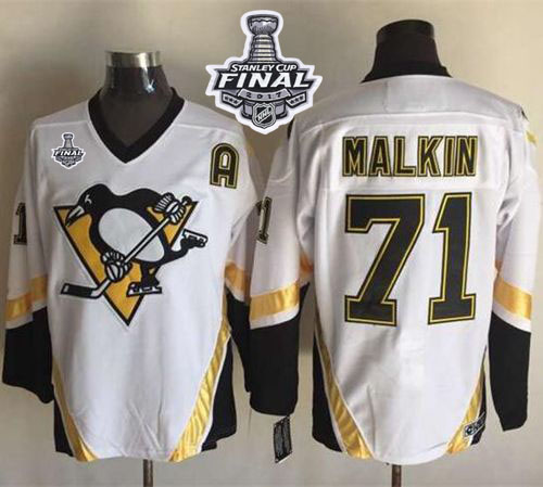 Penguins #71 Evgeni Malkin White CCM Throwback 2017 Stanley Cup Final Patch Stitched NHL Jersey Penguins #71 Evgeni Malkin White CCM Throwback 2017 Stanley Cup Final Patch Stitched NHL Jersey