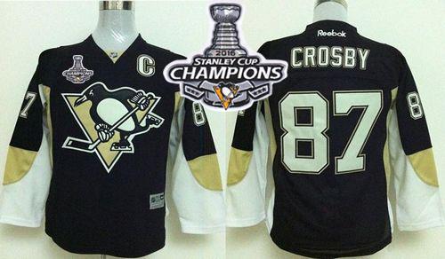 Penguins #87 Sidney Crosby Black 2016 Stanley Cup Champions Stitched Youth NHL Jersey Penguins #87 Sidney Crosby Black 2016 Stanley Cup Champions Stitched Youth NHL Jersey