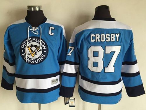 Penguins #87 Sidney Crosby Blue CCM Throwback Stitched Youth NHL Jersey Penguins #87 Sidney Crosby Blue CCM Throwback Stitched Youth NHL Jersey