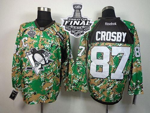 Penguins #87 Sidney Crosby Camo Veterans Day Practice 2016 Stanley Cup Final Patch Stitched NHL Jersey Penguins #87 Sidney Crosby Camo Veterans Day Practice 2016 Stanley Cup Final Patch Stitched NHL Jersey