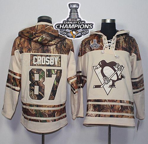 Penguins #87 Sidney Crosby Cream Camo 2016 Stanley Cup Champions Stitched NHL Jersey