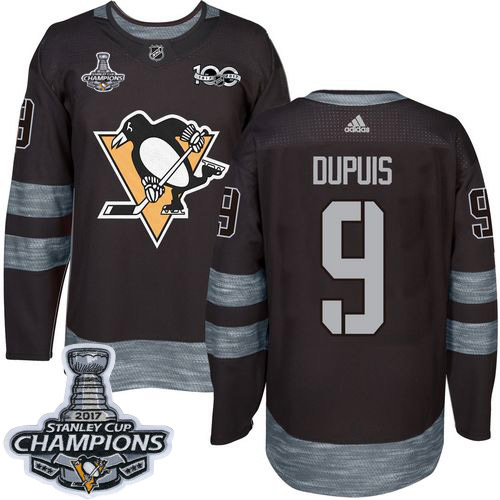 Penguins #9 Pascal Dupuis Black 1917-2017 100th Anniversary Stanley Cup Finals Champions Stitched NHL Jersey