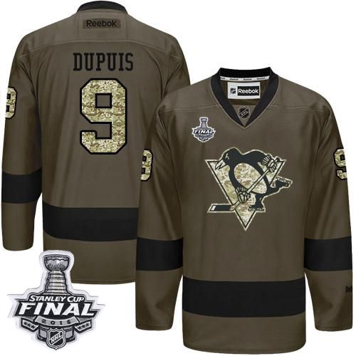 Penguins #9 Pascal Dupuis Green Salute to Service 2016 Stanley Cup Final Patch Stitched NHL Jersey
