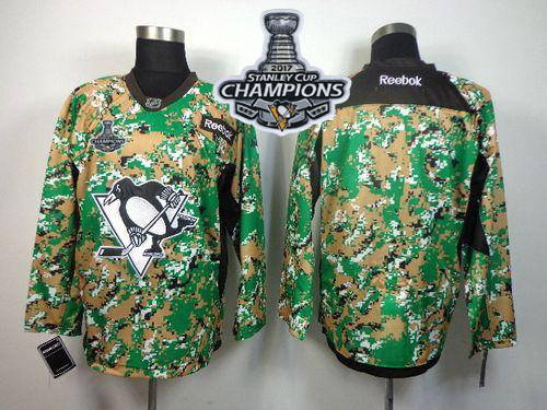 Penguins Blank Camo Veterans Day Practice 2017 Stanley Cup Finals Champions Stitched NHL Jersey