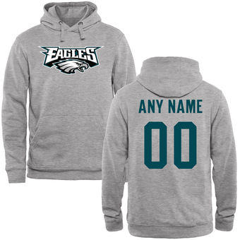 Philadelphia Eagles Steel Custom Name & Number Wordmark Pullover Hoodie