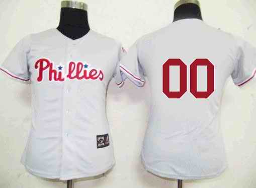 Philadelphia Phillies Blank Grey Women Custom Jerseys Philadelphia Phillies Blank Grey Women Custom Jerseys