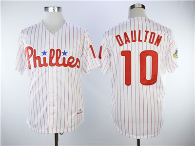 Phillies #10 Darren Daulton  White(Red Strip) New Cool Base Stitched MLB Jersey
