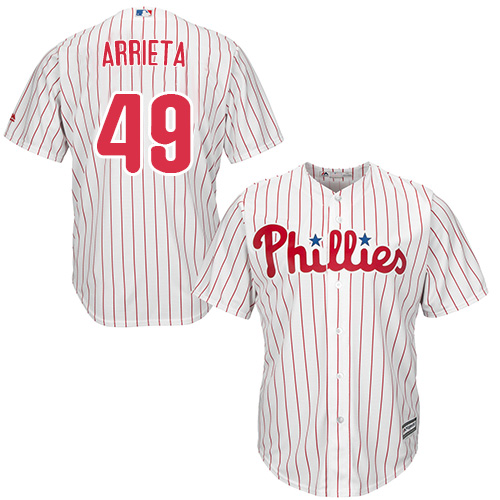 Phillies #49 Jake Arrieta White(Red Strip) New Cool Base Stitched MLB Jersey Phillies #49 Jake Arrieta White(Red Strip) New Cool Base Stitched MLB Jersey