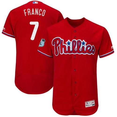 Phillies #7 Maikel Franco Red 2017 Spring Training Authentic FlexBase Stitched MLB Jersey Phillies #7 Maikel Franco Red 2017 Spring Training Authentic FlexBase Stitched MLB Jersey