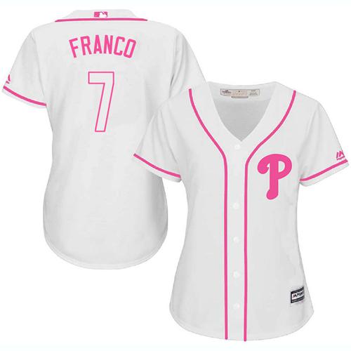 Phillies #7 Maikel Franco White Pink Fashion Women's Stitched MLB Jersey Phillies #7 Maikel Franco White Pink Fashion Women's Stitched MLB Jersey