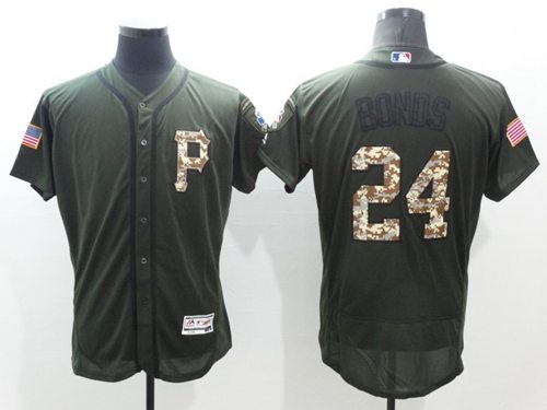Pirates #24 Barry Bonds Green Flexbase Authentic Collection Salute to Service Stitched MLB Jersey Pirates #24 Barry Bonds Green Flexbase Authentic Collection Salute to Service Stitched MLB Jersey