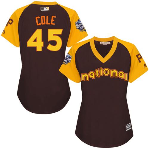 Pirates #45 Gerrit Cole Brown 2016 All-Star National League Women's Stitched MLB Jersey Pirates #45 Gerrit Cole Brown 2016 All-Star National League Women's Stitched MLB Jersey