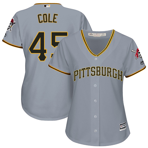 Pirates #45 Gerrit Cole Grey Road Women's Stitched MLB Jersey Pirates #45 Gerrit Cole Grey Road Women's Stitched MLB Jersey
