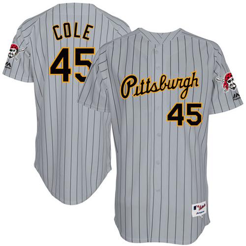 Pirates #45 Gerrit Cole Grey Strip 1997 Turn Back The Clock Stitched MLB Jersey Pirates #45 Gerrit Cole Grey Strip 1997 Turn Back The Clock Stitched MLB Jersey