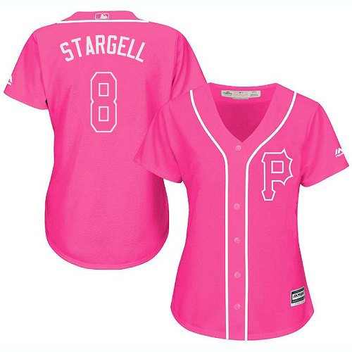Pirates #8 Willie Stargell Pink Fashion Women's Stitched MLB Jersey Pirates #8 Willie Stargell Pink Fashion Women's Stitched MLB Jersey