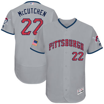 Pittsburgh Pirates Andrew McCutchen Majestic 2017 Stars & Stripes Authentic Collection FlexBase Player Jersey - Gray