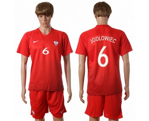 Poland #6 Jodlowiec Away Soccer Country Jersey Poland #6 Jodlowiec Away Soccer Country Jersey