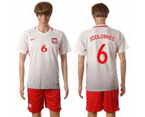 Poland #6 Jodlowiec Home Soccer Country Jersey Poland #6 Jodlowiec Home Soccer Country Jersey