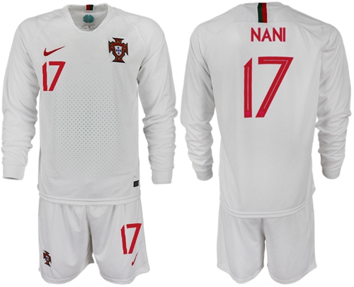 Portugal #17 Nani Away Long Sleeves Soccer Country Jersey Portugal #17 Nani Away Long Sleeves Soccer Country Jersey