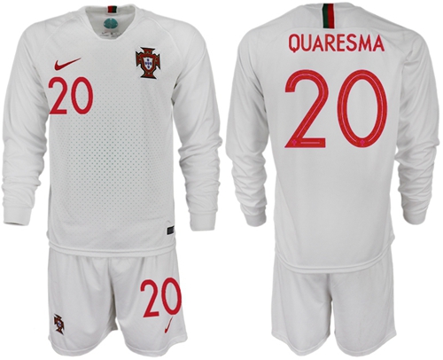 Portugal #20 Quaresma Away Long Sleeves Soccer Country Jersey Portugal #20 Quaresma Away Long Sleeves Soccer Country Jersey