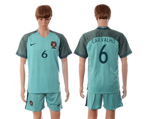 Portugal #6 Carvalho Away Soccer Country Jersey Portugal #6 Carvalho Away Soccer Country Jersey