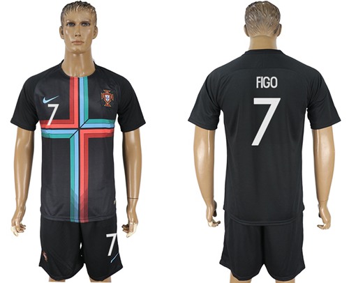 Portugal #7 Figo Black Training Soccer Country Jersey Portugal #7 Figo Black Training Soccer Country Jersey