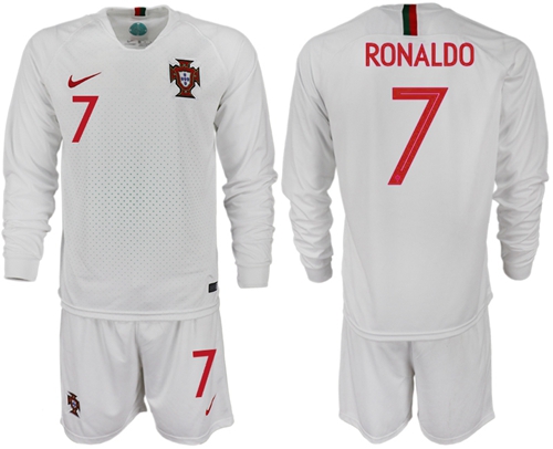 Portugal #7 Ronaldo Away Long Sleeves Soccer Country Jersey Portugal #7 Ronaldo Away Long Sleeves Soccer Country Jersey
