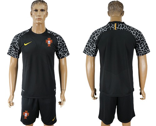 Portugal Blank Black Goalkeeper Soccer Country Jersey Portugal Blank Black Goalkeeper Soccer Country Jersey