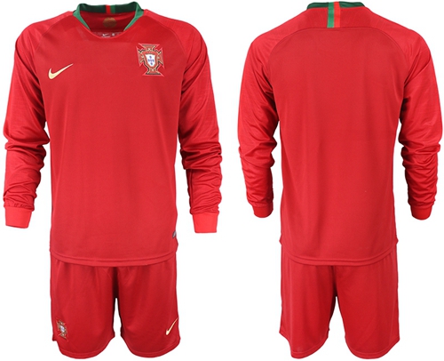 Portugal Blank Home Long Sleeves Soccer Country Jersey Portugal Blank Home Long Sleeves Soccer Country Jersey