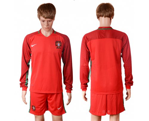 Portugal Blank Home Long Sleeves Soccer Country Jersey Portugal Blank Home Long Sleeves Soccer Country Jersey