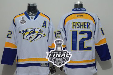 Predators #12 Mike Fisher White Road 2017 Stanley Cup Final Patch Stitched NHL Jersey Predators #12 Mike Fisher White Road 2017 Stanley Cup Final Patch Stitched NHL Jersey